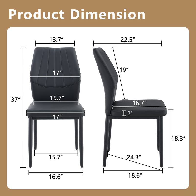 Modern Dining Chair with PU Backrest Ergonomic Design and Adjustable Non-Slip Feet, for Restaurants, 4-Piece Set