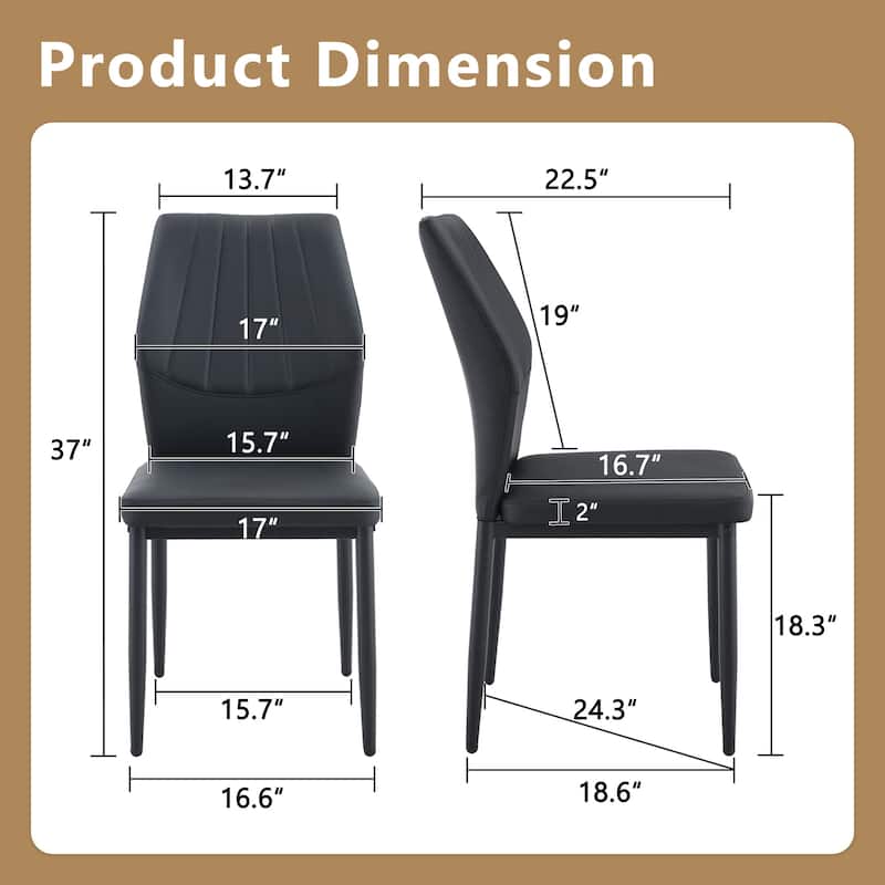 Set of 6 Dining Chairs, 37 inches High: Ergonomic PU Backrest, Combines Comfort and Style
