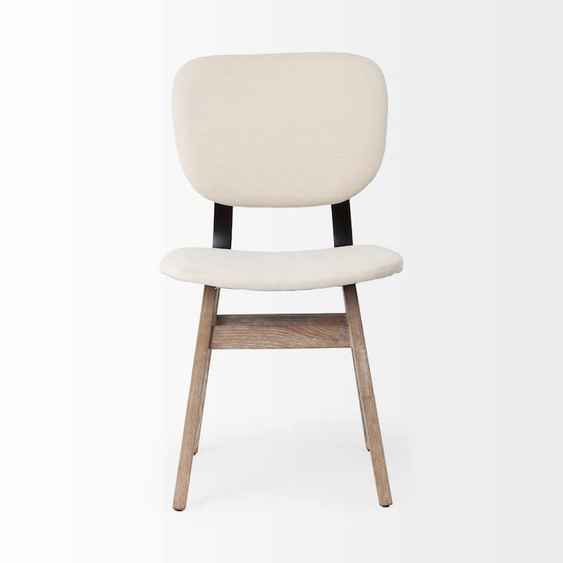 Haden Cream Fabric Wrap With Brown Solid Wood Base Dining Chair (Set of 2) - 18.5L x 18.5W x 33.3H