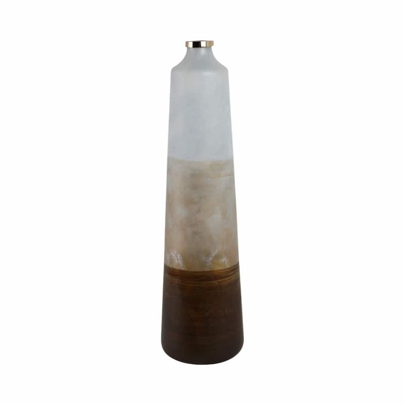 Glass and Iron Decorative Boho Vase with Modern Mixed Material Design