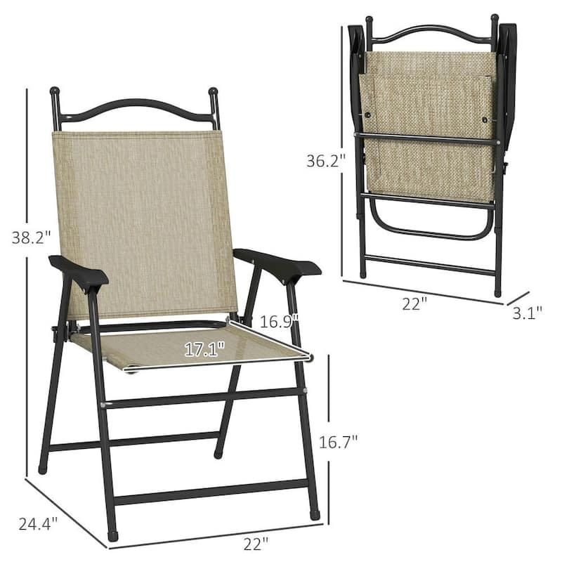 4-Piece Folding Camping Chair Set, Mesh Seats, Armrests for Lawn Patio