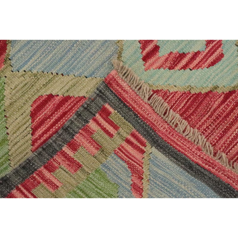 Hand Woven Oriental 100% Wool Carpet Southwestern Tribal Multi-Colored Kilim Area Rug - 5' 11'' X 4' 2''