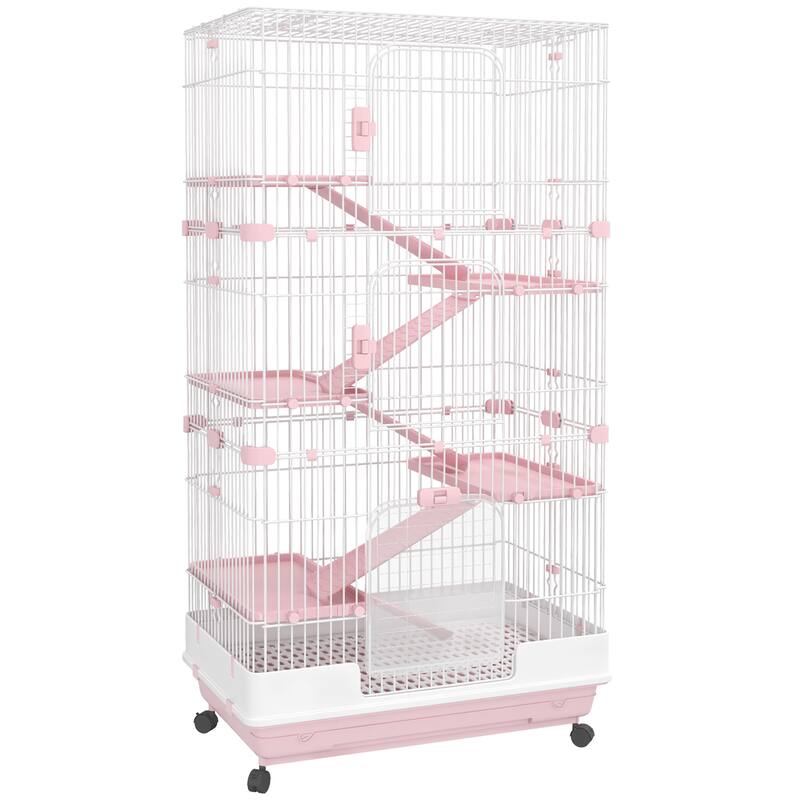 Small Animal Cage Rabbit Hutch with Universal Lockable Wheels