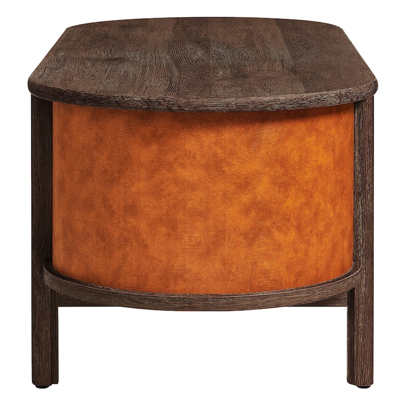 Coralie Curved Vegan Leather Oval Coffee Table