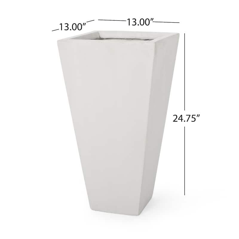 13" Outdoor Modern Mgo Small Cast Stone Planter, White