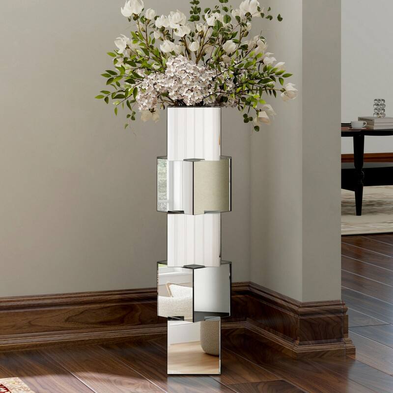 27.75" Square Glass Floor Vase