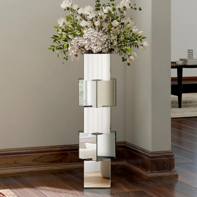 27.75" Square Glass Floor Vase