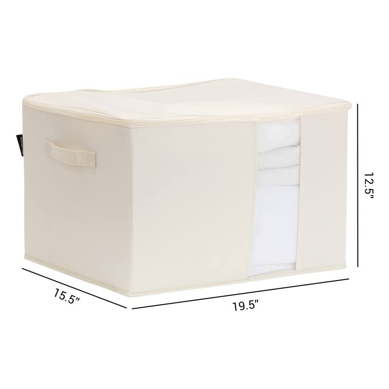 1 Pack Clothes Storage, Foldable Storage Bags for Organizing Bedroom, Clothing, Closet Organizers and Storage with Handles - Beige - 19.5*15.5*12.5in
