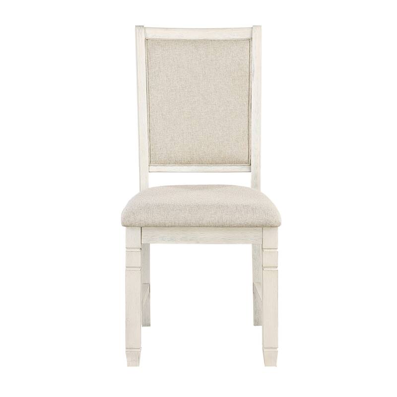 Anji 24 Inch Side Dining Chairs Set of 2, Curved Back, Beige Polyester Cushioned Seat