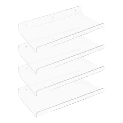 Acrylic Floating Shelves for Wall, Clear Acrylic Shelves for Kitchen Room Wall Mounted Display Shelf Clear - 4 Pack