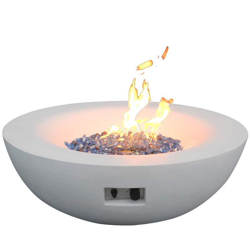 42 Inch Outdoor Concrete Propane Gas Fire Pit Bowl in Antique White Color
