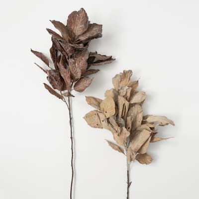 Sullivans Artificial Dried Hydrangea Leaf Set of 2, 43"H Brown - 11"L x 4"W x 43"H