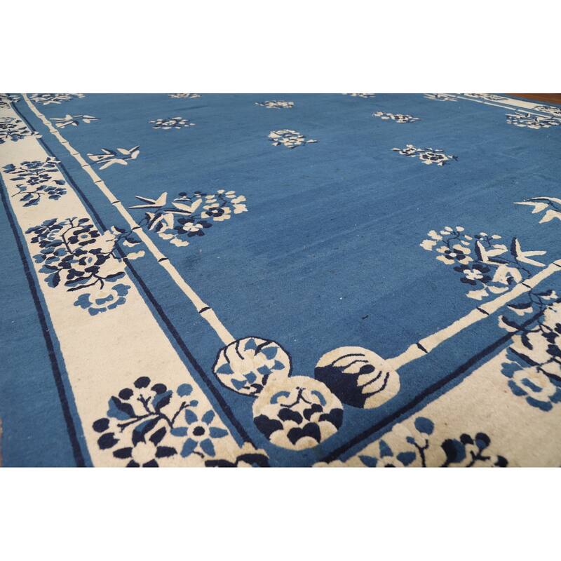 Vegetable Dye Floral Peking Chinese Area Rug Hand-Knotted Wool Carpet - 9'10"x 13'5"