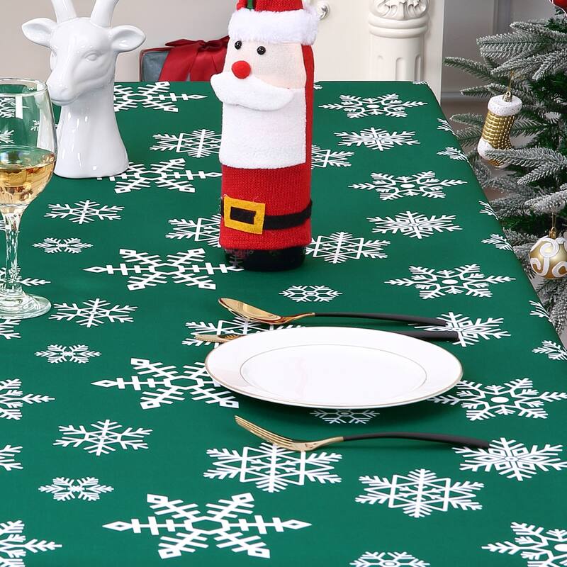Christmas Rectangular Tablecloth Xmas Table Covers for Kitchen Dining Room Table Decor, Green