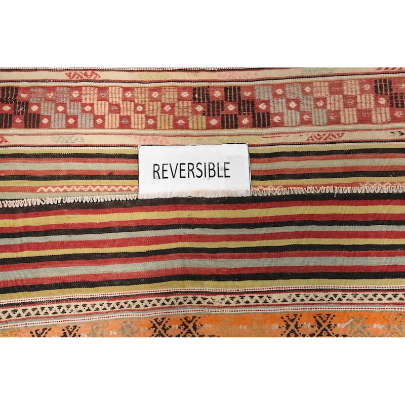 Hand Woven Oriental 100% Wool Carpet Southwestern Tribal Multi-Colored Kilim Area Rug - 9' 0'' X 5' 0''