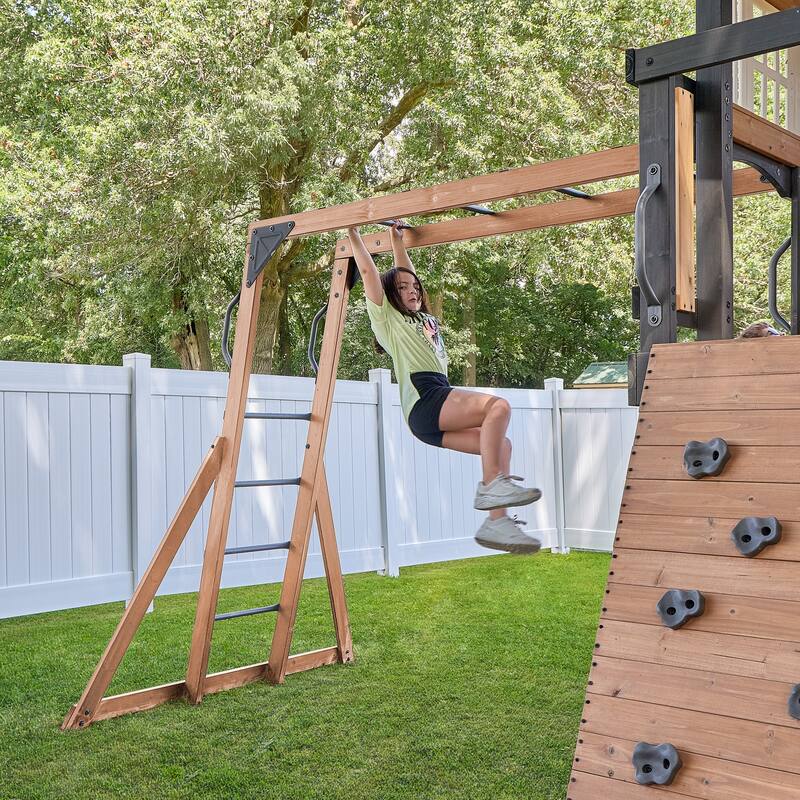 Backyard Discovery Rosewood Falls Cedar Wood Swing Set, Monkey Bars