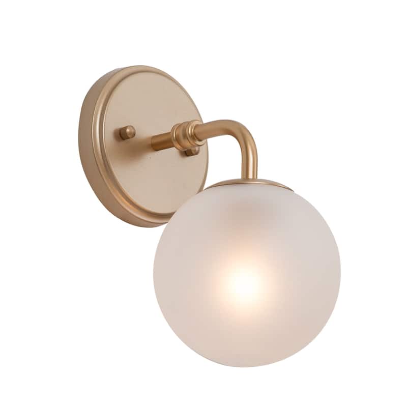 Ciare Modern Gold Mini Wall Sconces Orb Bathroom Vanity Lights Frosted Glass LED Bulbs - Rose Gold - L5.5"x W7.5"x H 10"