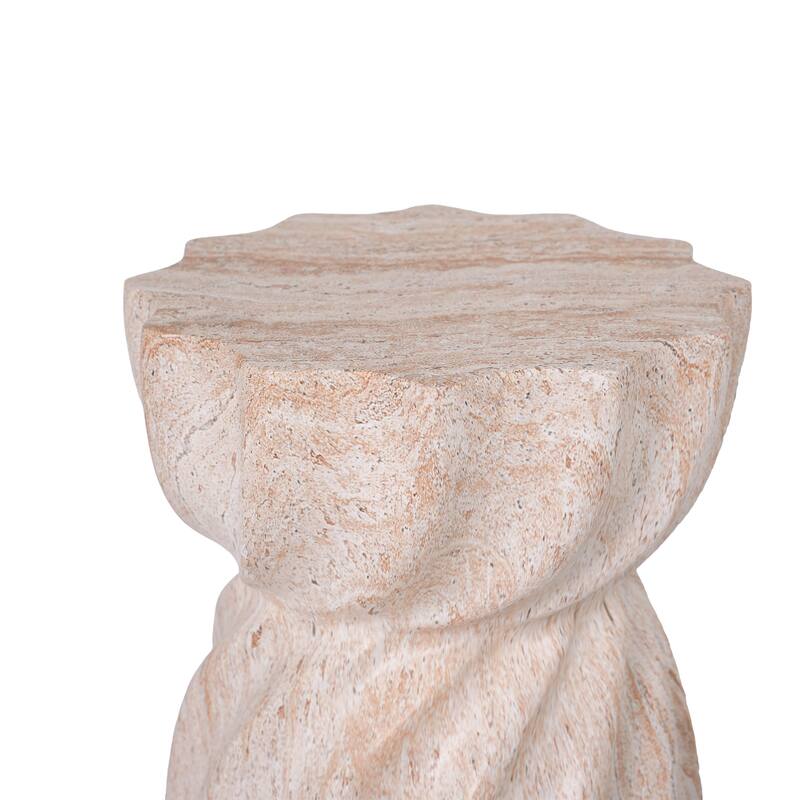 Christopher Knight Home Lysandros 19.29"H Modern Outdoor Concrete Side Table with Sculptural Fluted Design