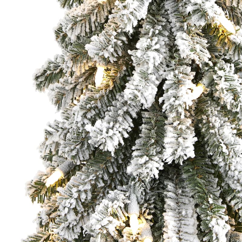 2’ Pre-Lit Flocked Grand Alpine Artificial Christmas Tree, Clear LED Lights - 2 Foot