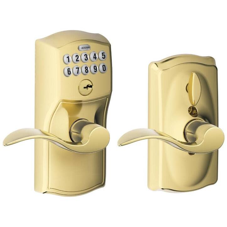 Schlage Camelot Keypad Entry with Flex-Lock Door Lever Set with Accent