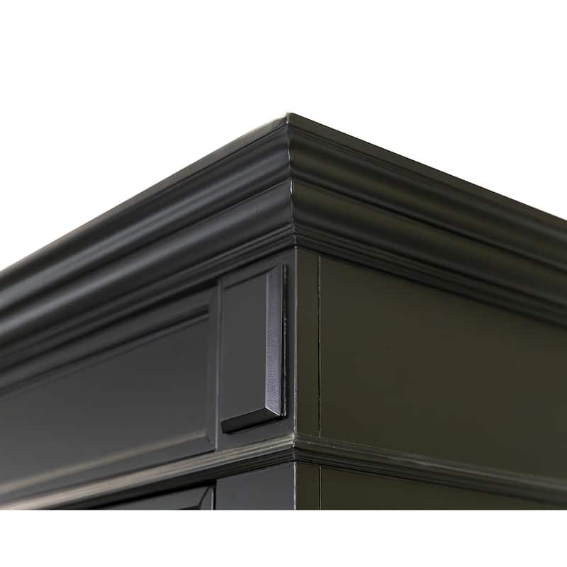 Traditional Wood Kitchen Display Cabinet, Dining Storage, Black