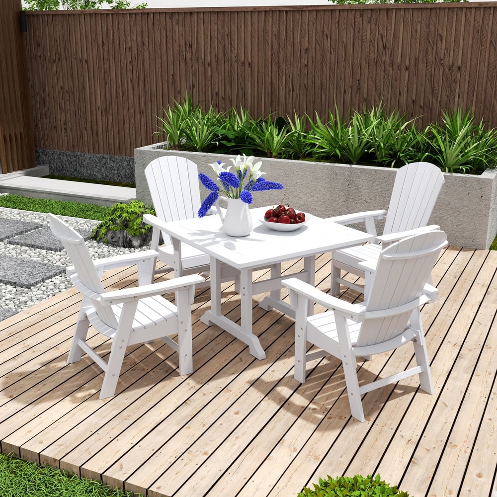Altura 5-Piece Square Poly Eco-Friendly All Weather Outdoor Dining Set with Armchairs
