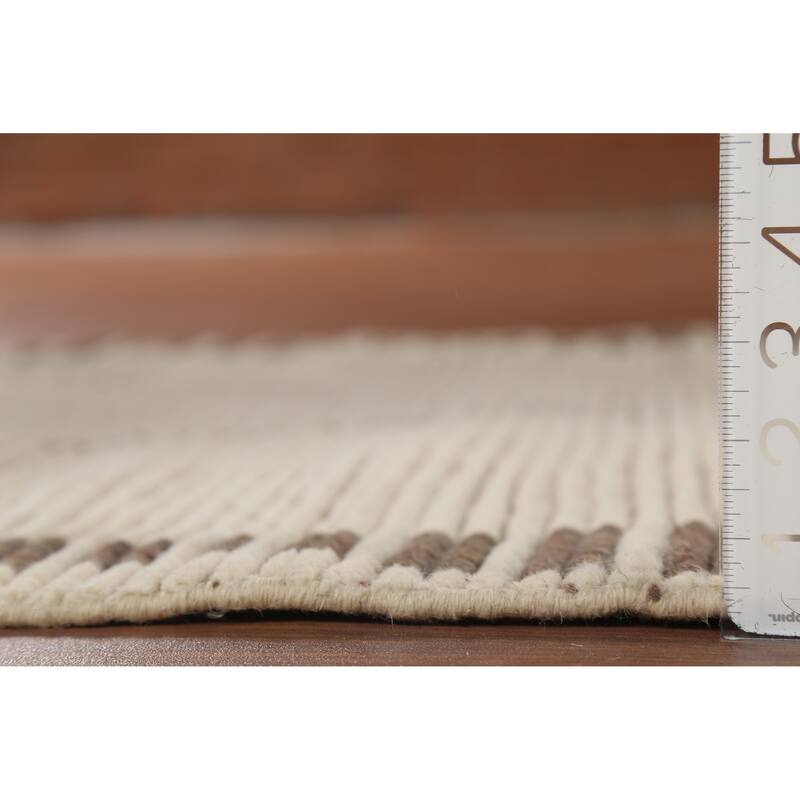 Ivory Moroccan Runner Rug Handmade Modern Wool Carpet - 3'1"x 11'10"