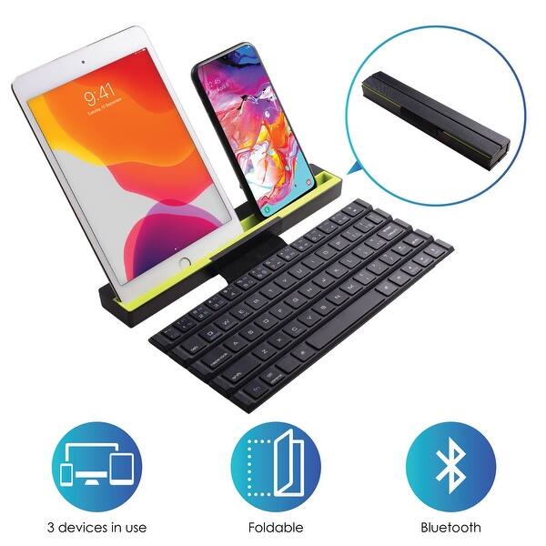 Shop Multi Device Bluetooth Keyboard For Ipad Iphone Tablet Phone Portable Foldable Overstock 31287877
