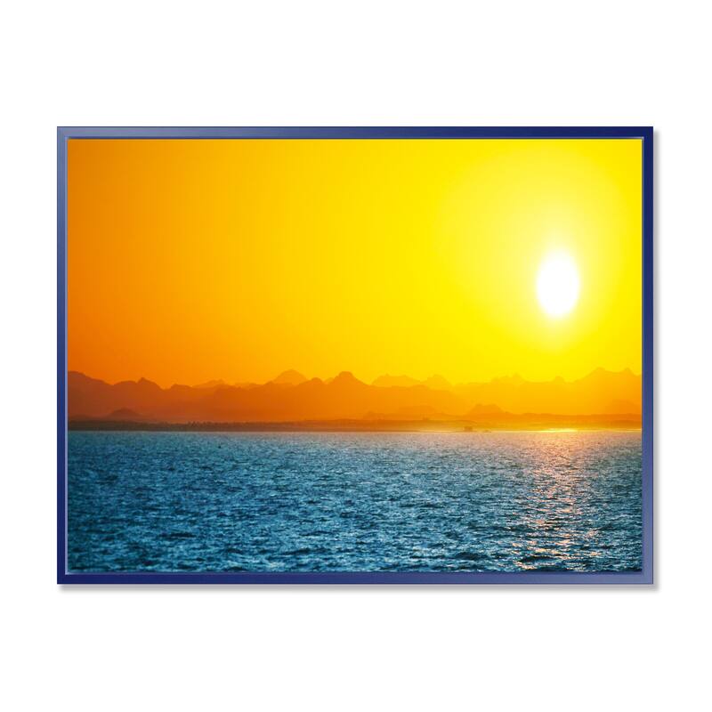 Designart "Beautiful River View At Sunset" Large Seashore Framed Canvas Print