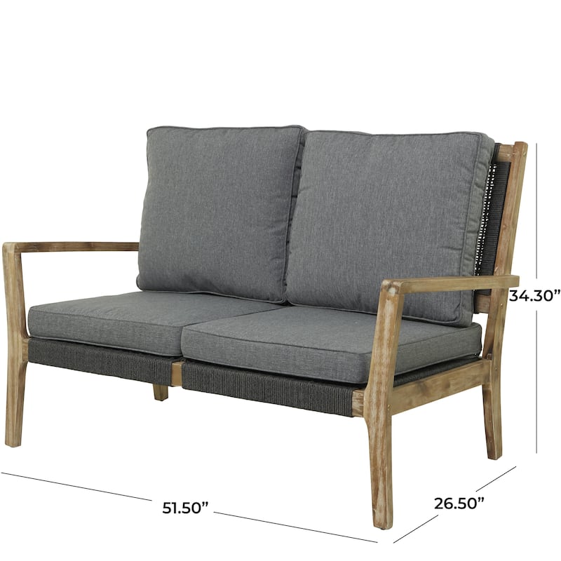 Wood Outdoor Sofa with Cushions - Dark Grey - Roche River Decor