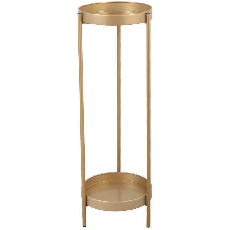 2-Tier Metal Plant Stand with 2 Round Trays
