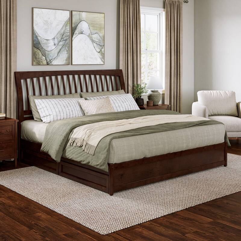 Roslyn Platform Bed with Panel Footboard and Storage Drawers