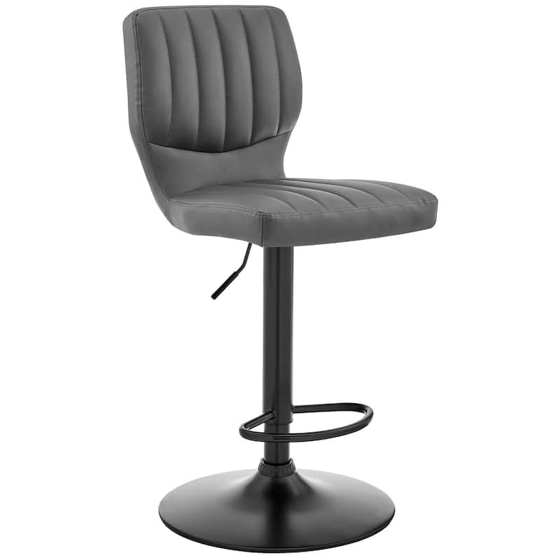 Gray Faux Leather Textured Adjustable Bar Stool - 46" x 17" x 21"