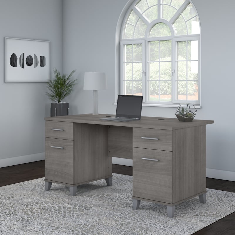Bush Furniture Somerset 60W Office Computer Desk with Drawers - Platinum Gray