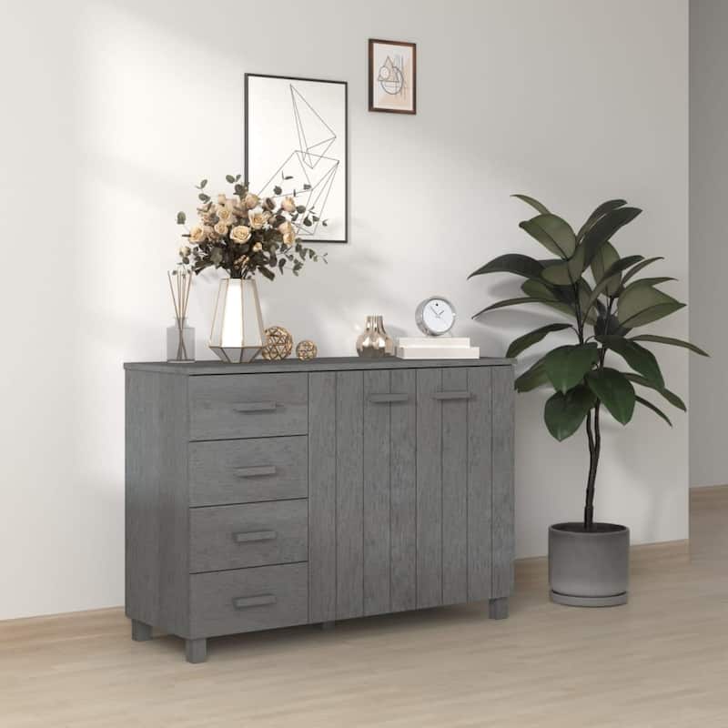 vidaXL Sideboard Buffet Console Cabinet for Kitchen HAMAR Solid Wood Pine - 44.5" x 15.7" x 31.5" - Dark gray