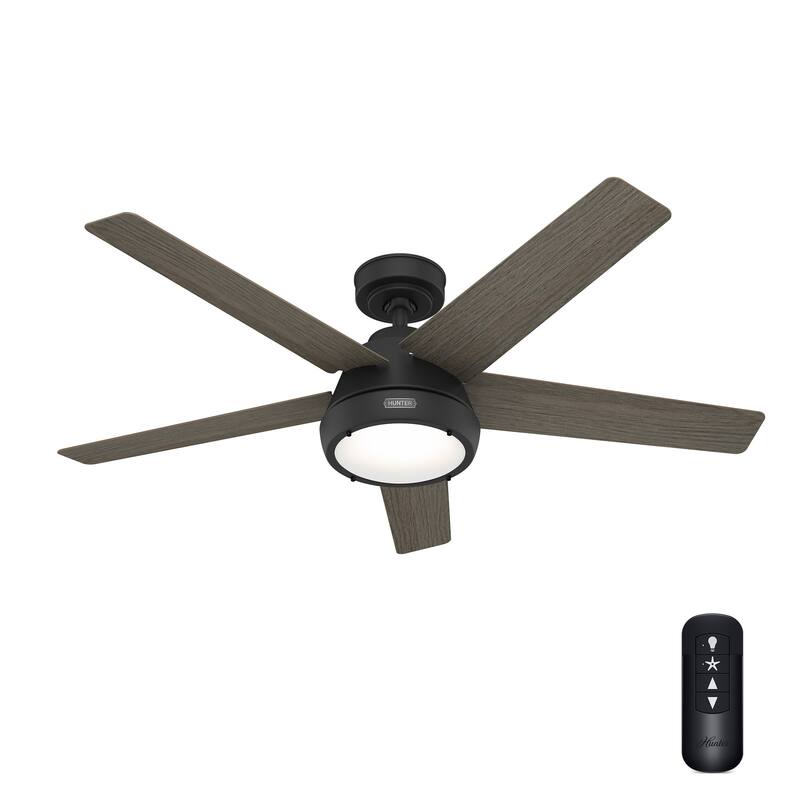 Hunter 52" Burroughs Ceiling Fan w/ LED Light Kit, Handheld Remote - Transitional, Industrial