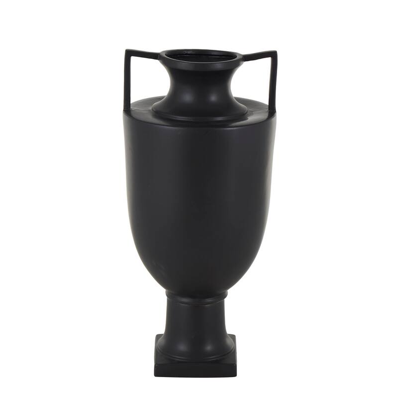 Ceramic Fluted Urn Shaped Vase with Handles - Black or White - Roche River Decor