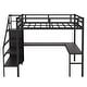preview thumbnail 4 of 6, Twin XL Size Metal Loft Bed with L-shaped Desk and USB, Wardrobe and LED