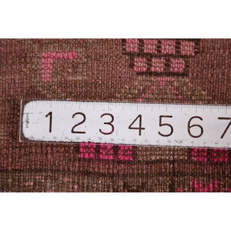 Hand Knotted Oriental 100% Wool Carpet Transitional Tribal Brown Anatolian Area Rug - 3' 2'' X 1' 5''