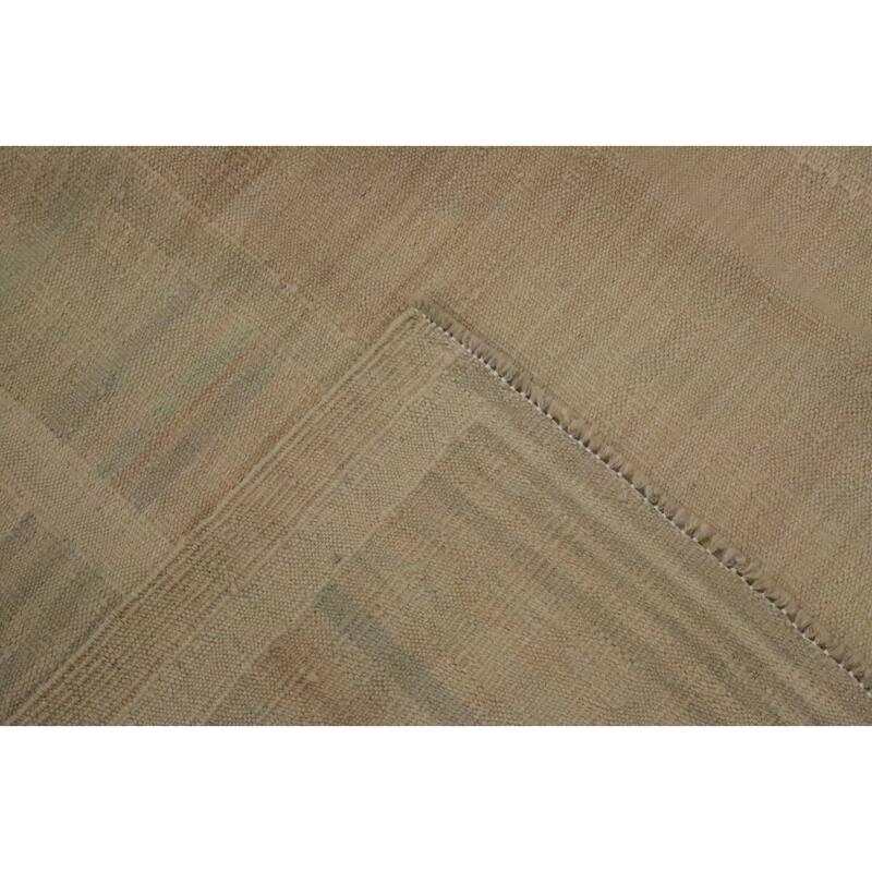 Hand Woven Oriental 100% Wool Carpet Southwestern Tribal Beige & Ivories Kilim Area Rug - 12' 10'' X 9' 10''