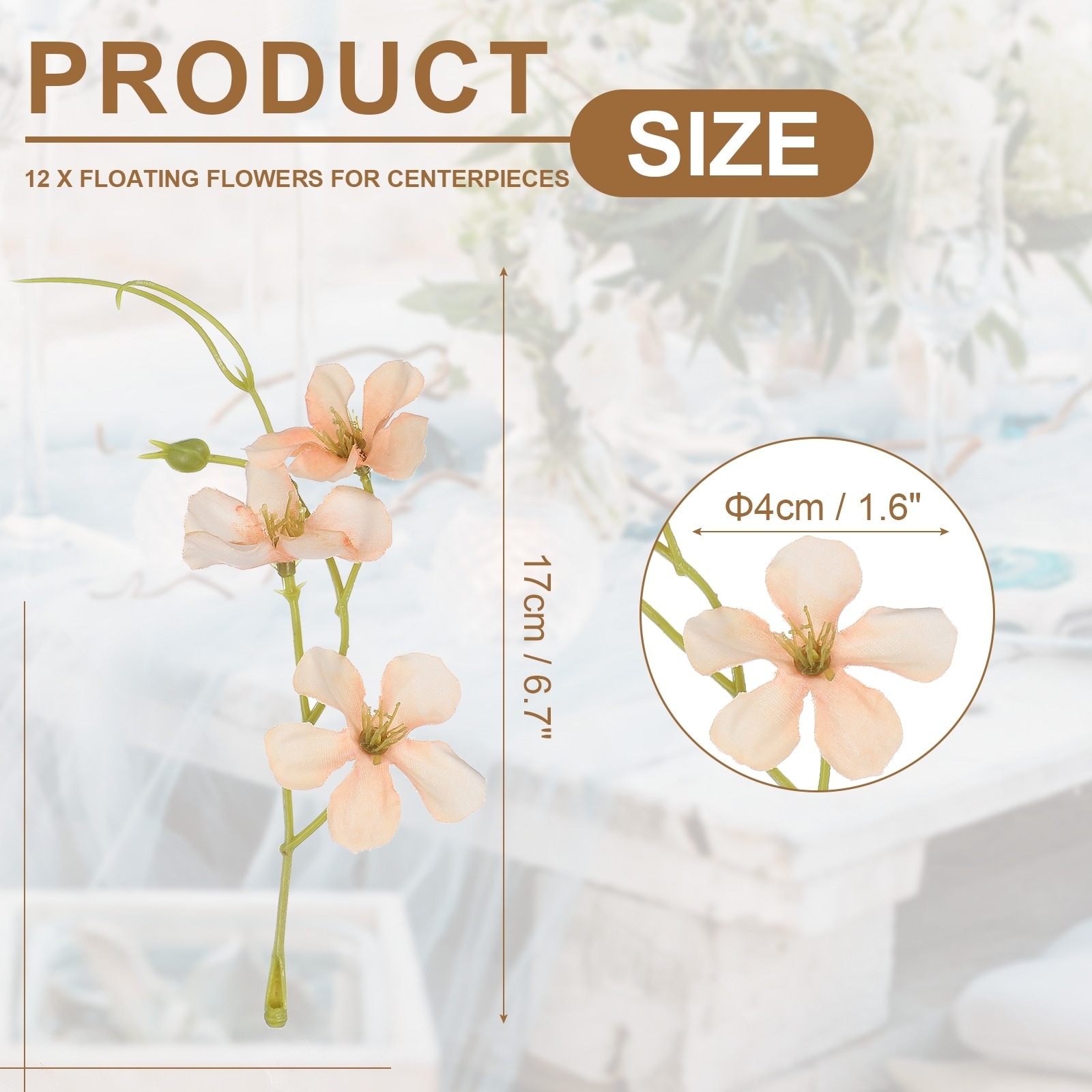 Floating Flowers for Centerpieces Wedding - 17x4cm