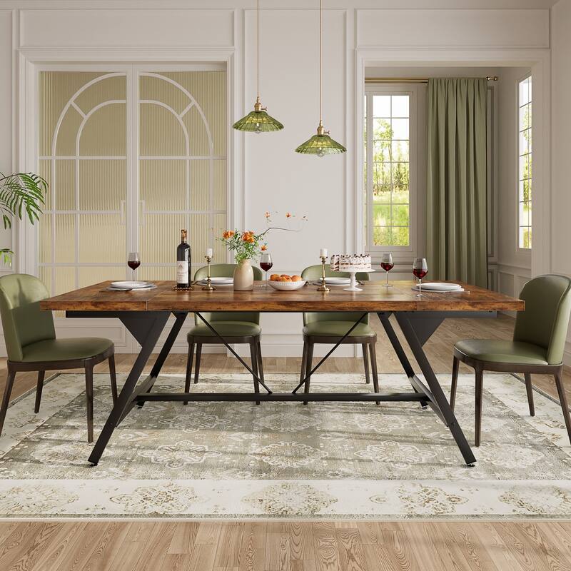 70.8-in Modern Farhouse Dining Table for 6 people, Large Kitchen Desk for Dining Room