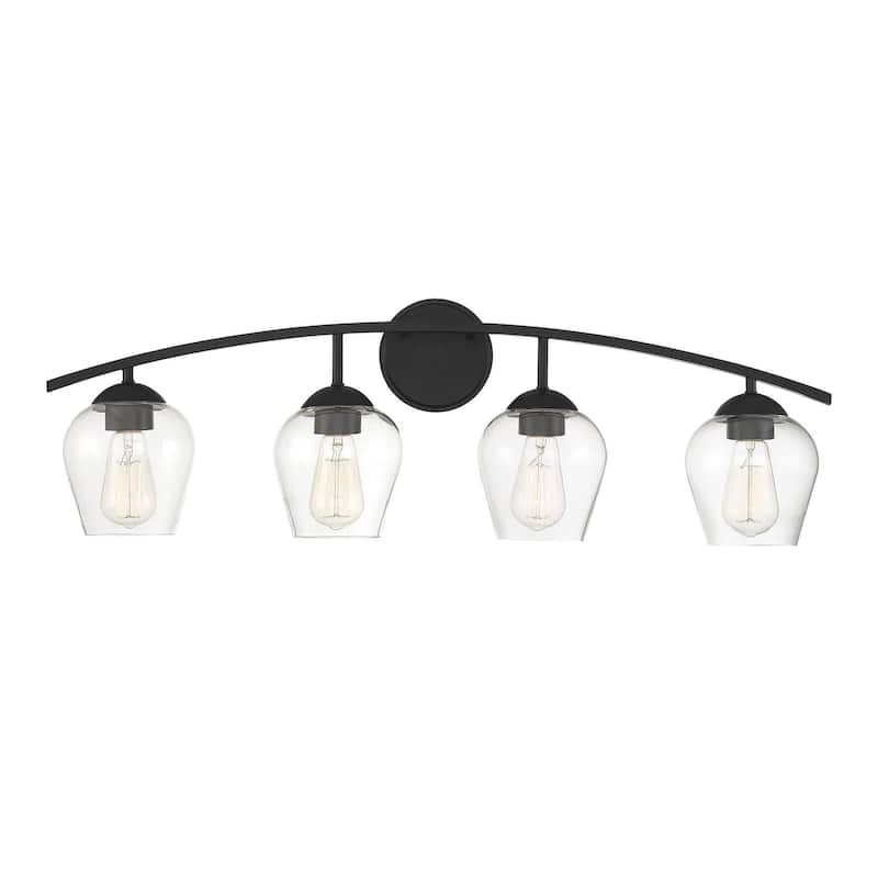 Meridian M80033 4 Light 33" Wide Bathroom Vanity Light with Clear - Matte Black