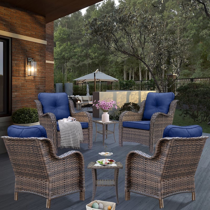 6 Piece Outdoor Wicker Rattan Patio Conversation Furniture Chairs Sets