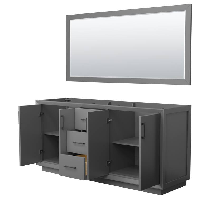 Strada 72-Inch Double Vanity Cabinet, 70-Inch Mirror