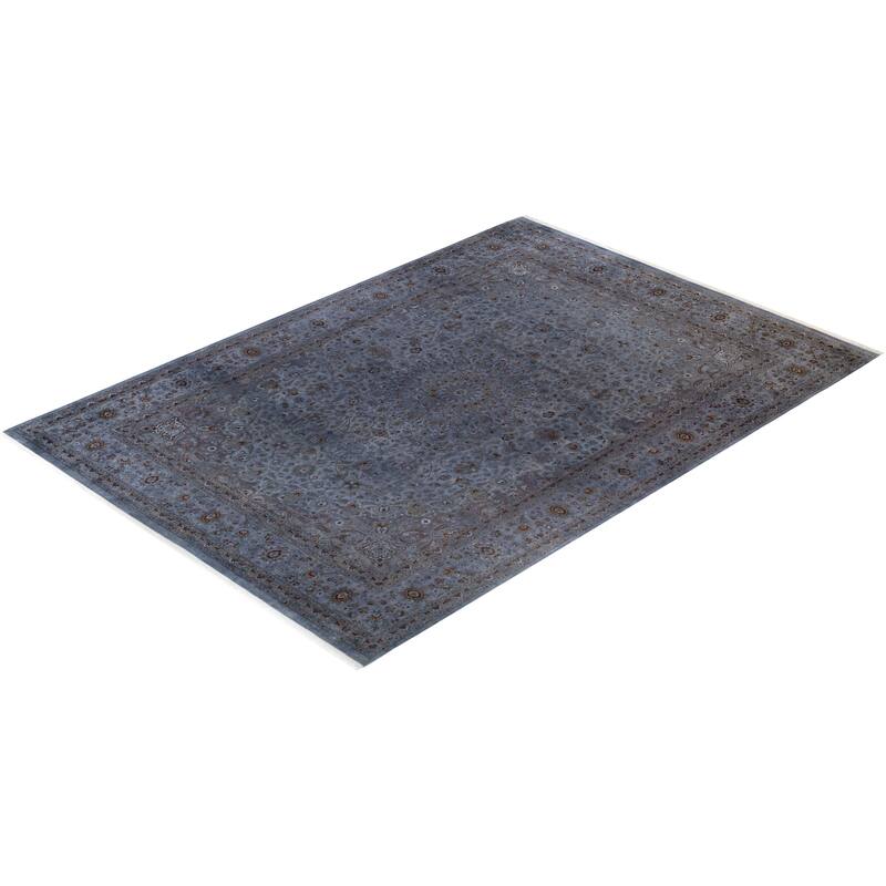 Overton Hand Knotted Wool Vintage Inspired Modern Contemporary Overdyed Gray Area Rug - 10' 1" x 14' 4"