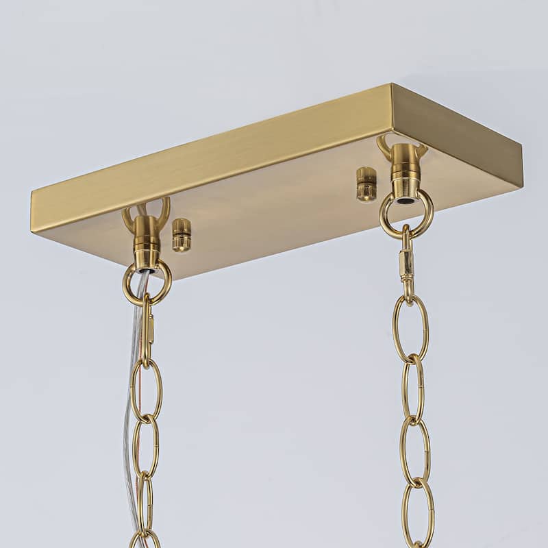 Modern 7-Light Linear Pendant Light with Clear Ribbed Glass