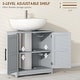 preview thumbnail 14 of 32, HOMCOM Pedestal Sink Storage Cabinet, Farmhouse Freestanding Bathroom Sink Cabinet with 2 Barn Doors and Adjustable Shelf, White