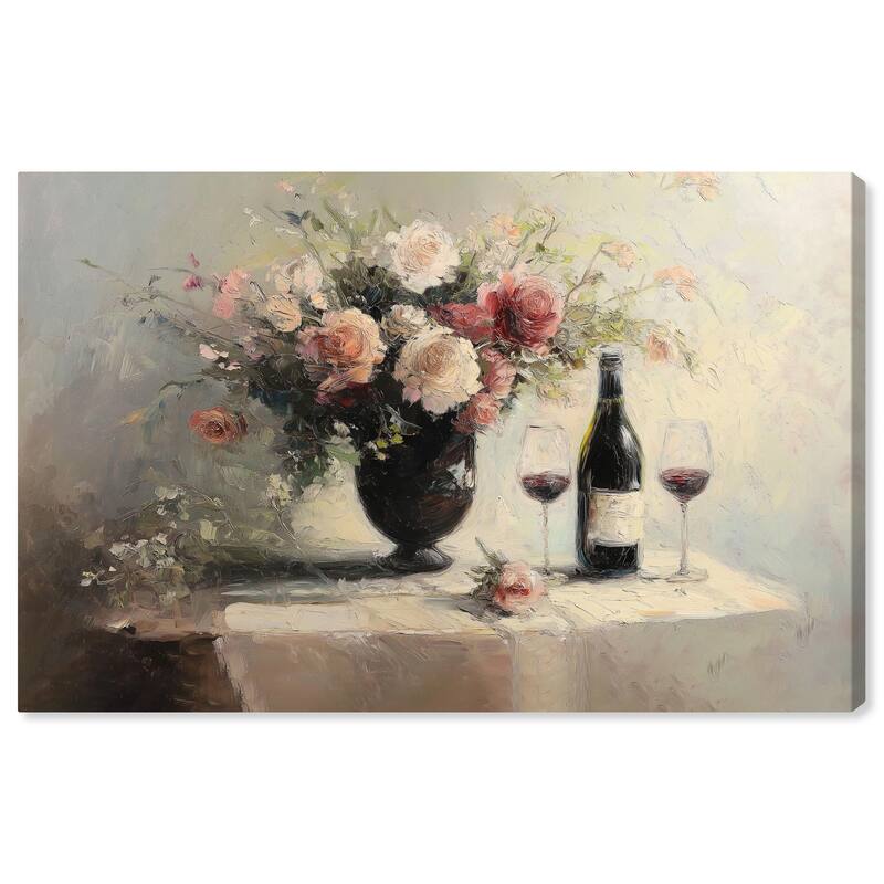 Roses and Red Wine Canvas by Art Remedy, Gallery Wrapped - 15" x 10"