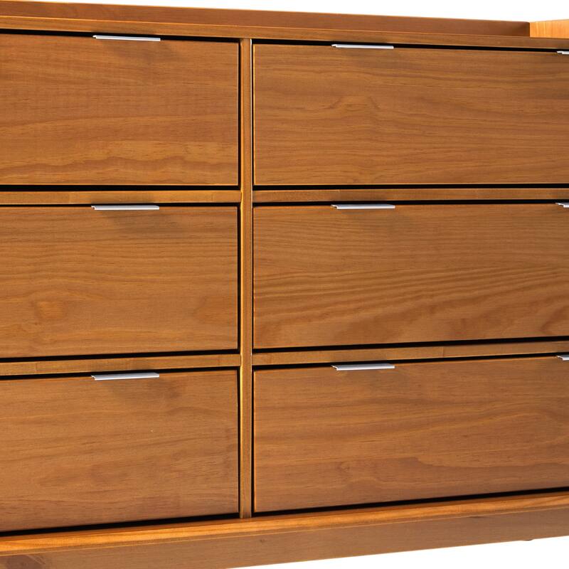 Middlebrook Designs Modern Minimalist Solid Wood 6-Drawer Dresser - Caramel